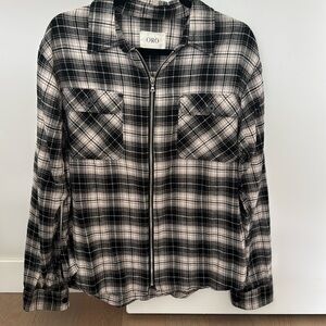 ORO Men’s Zip Plaid Shirt